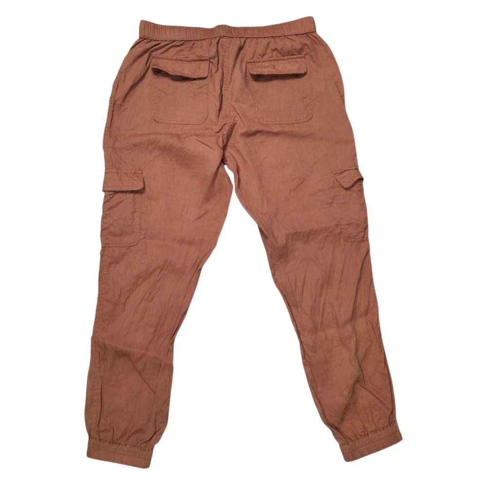 Nicole Miller Linen Orange Cargo Pants - Picture 2 of 4